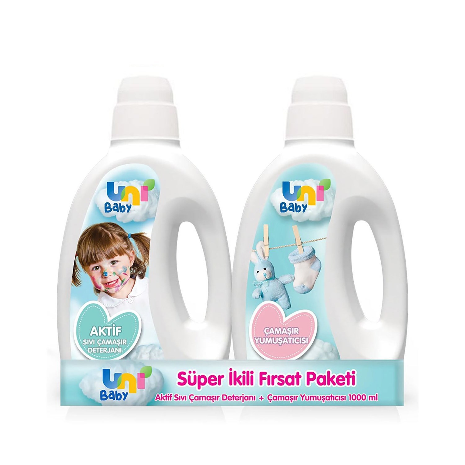 Uni Baby Aktif Sıvı Çamaşır Deterjanı ve Yumuşatıcı 1000 Ml 