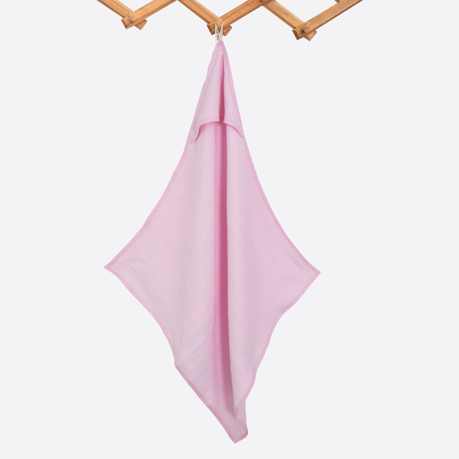 Ezh Başlıklı 4 Kat Müslin Bebek Battaniyesi 92x82 Cm Pembe