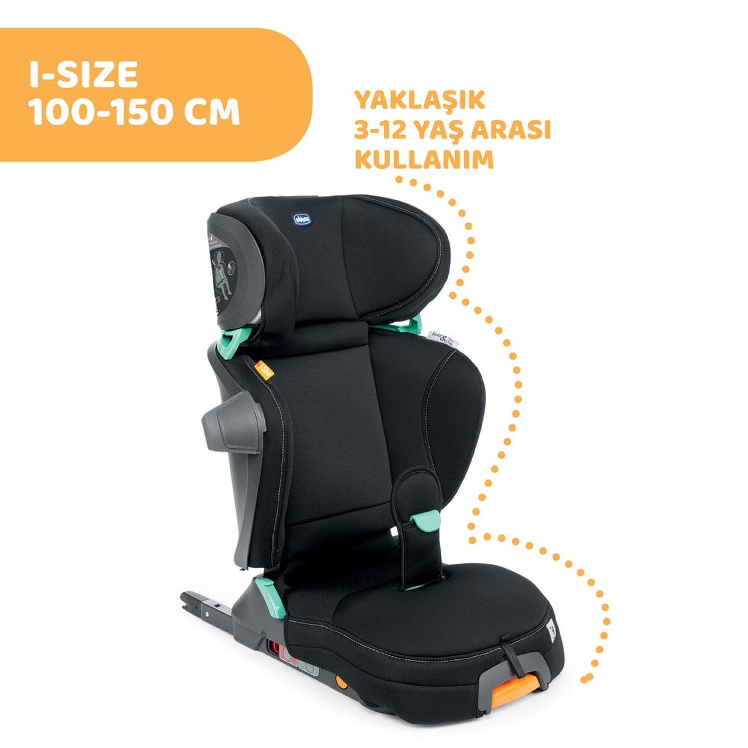 Chicco Fold Go I-Size Oto Koltuğu 15-36 Kg Black