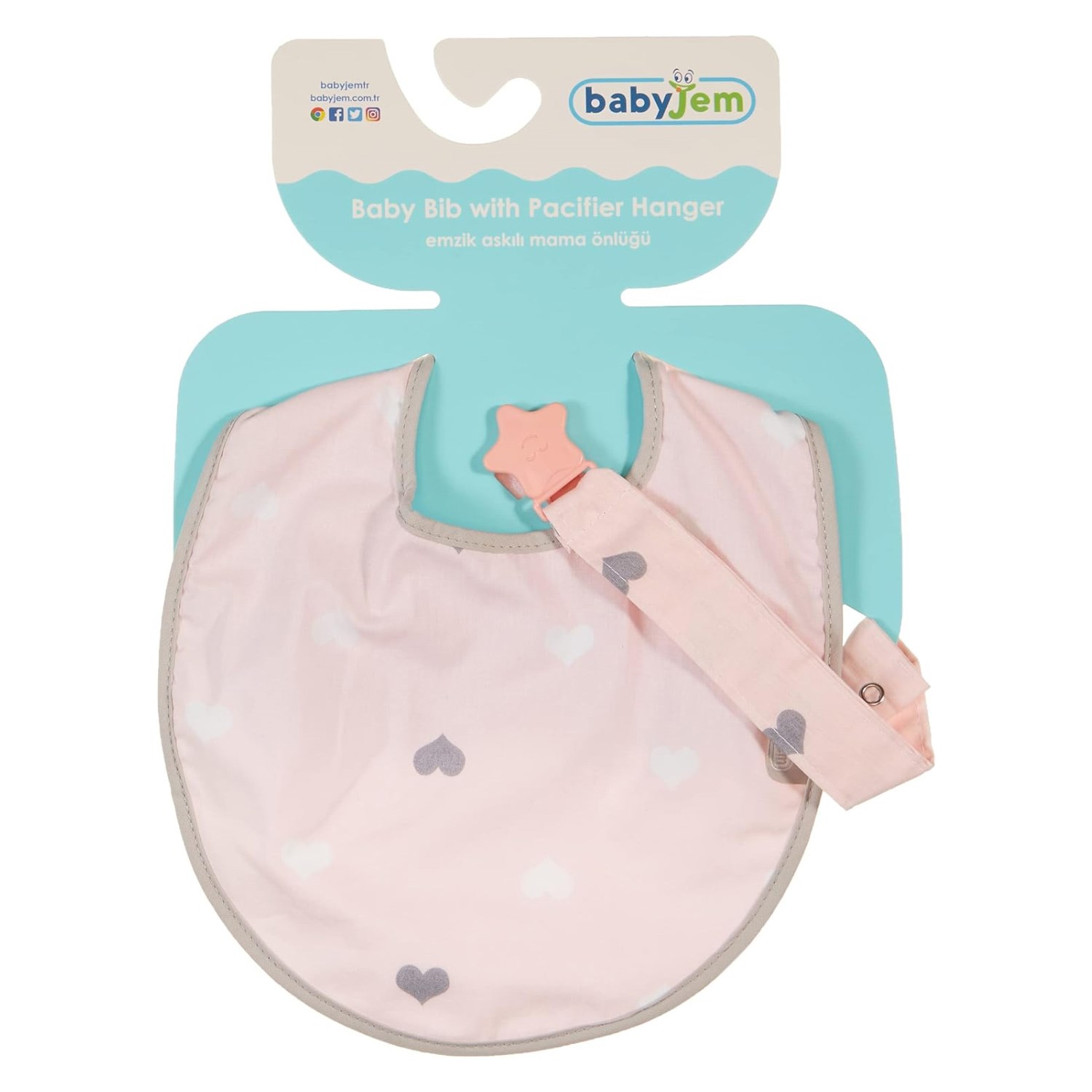 Babyjem Emzik Askılı Mama Önlüğü ART-453 Pembe