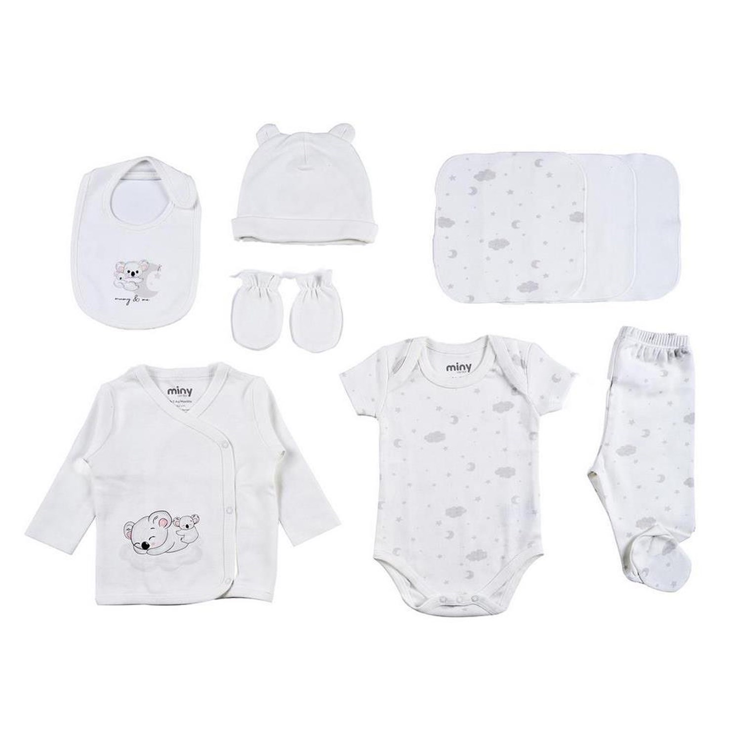Minycenter Unisex 10'lu Bebek Hastane Çıkış Seti MNT23U501 Ekru