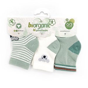 Biorganic Koala 3'lü Bebek Çorabı 68449 Nil
