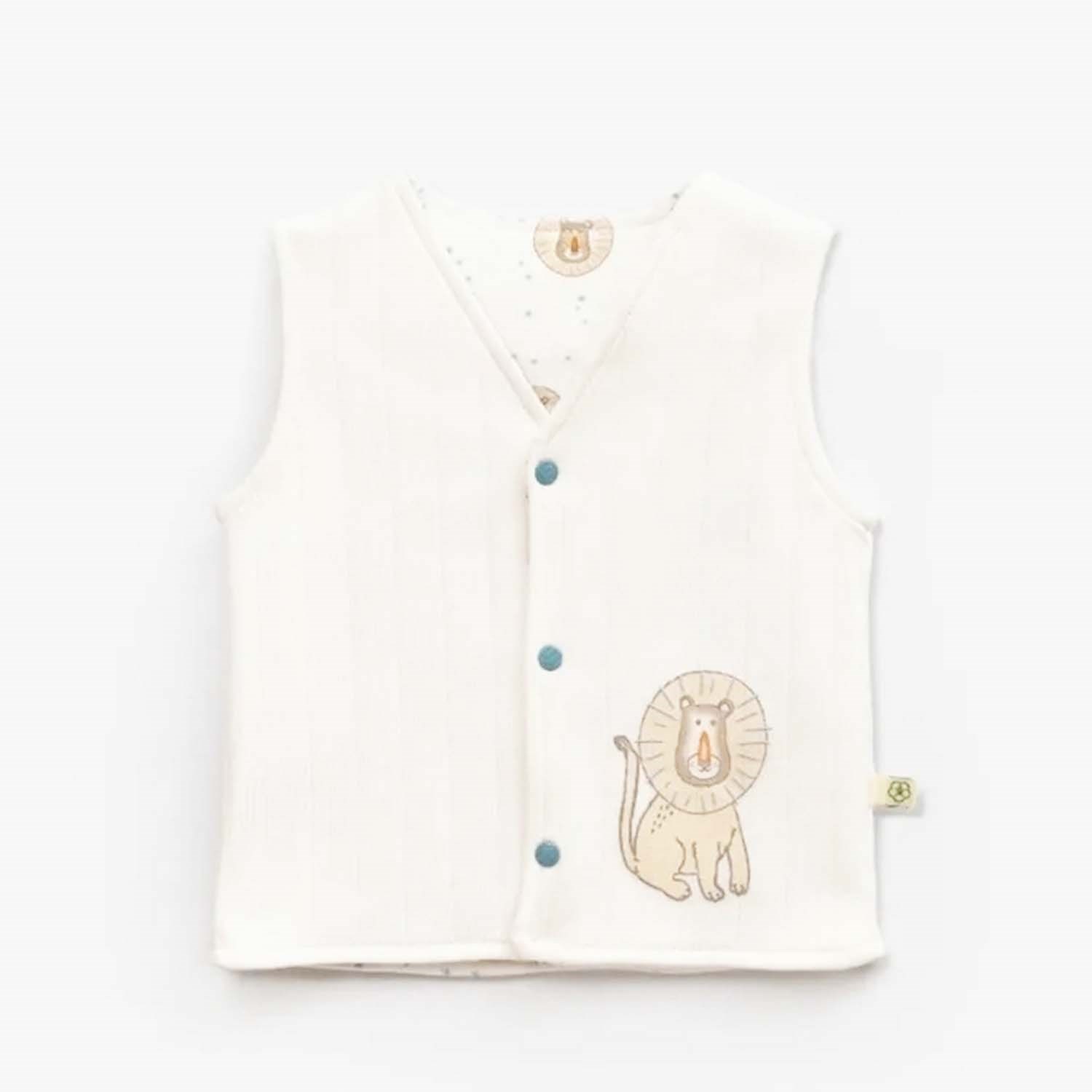 Biorganic Brave Lion Bebek Yeleği 61485 Ekru-Turkuaz