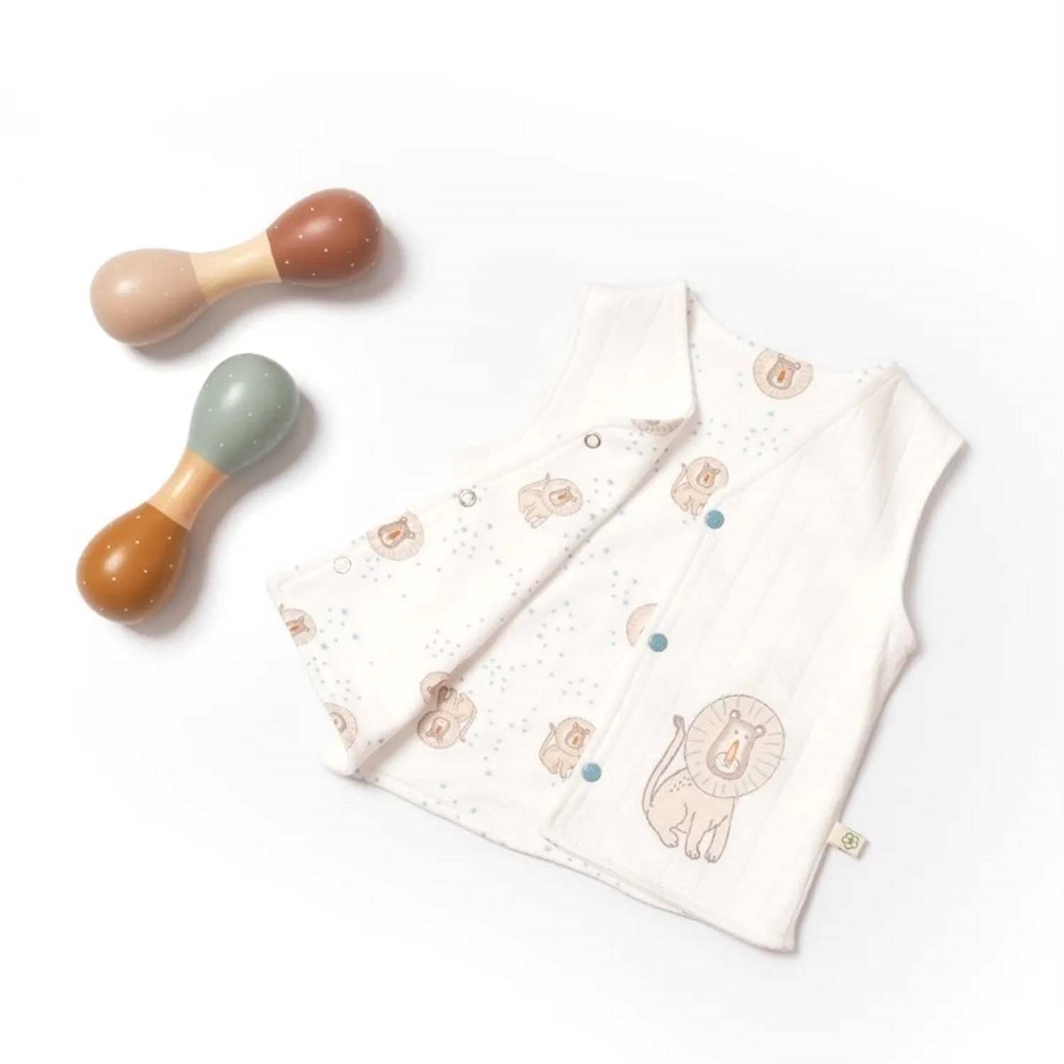 Biorganic Brave Lion Bebek Yeleği 61485 Ekru-Turkuaz