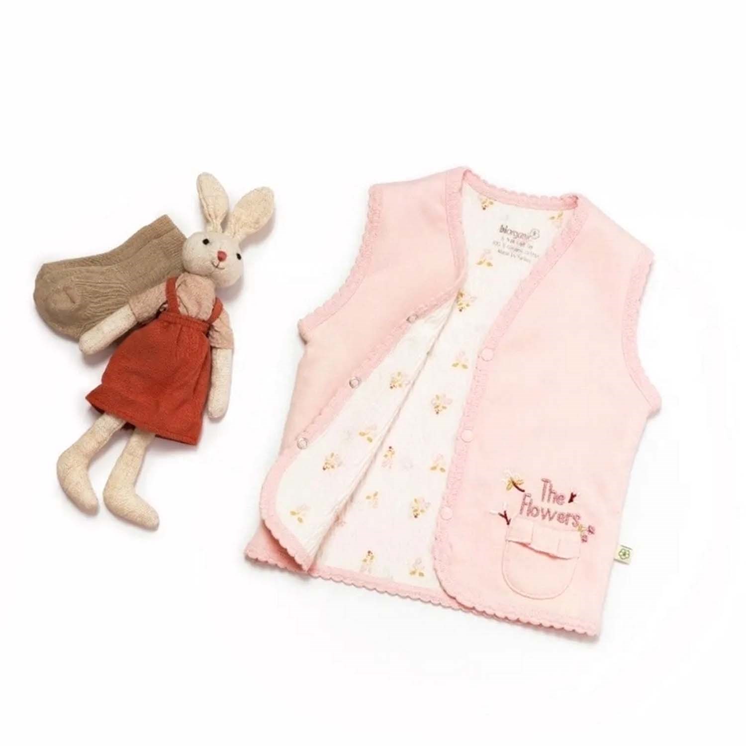 Biorganic The Flowers Bebek Yeleği 61486 Ekru-Pembe