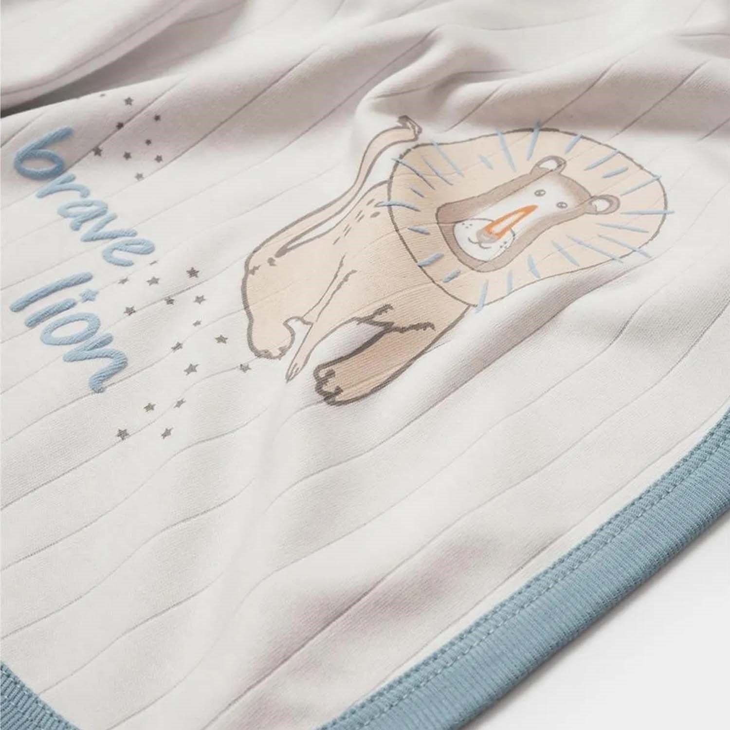 Biorganic Brave Lion Bebek Battaniyesi 85x90 Cm 64670 Ekru-Turkuaz