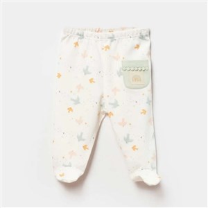 Biorganic Tiny Birds Patikli Bebek Pantolonu 57875 Ekru-Yeşil