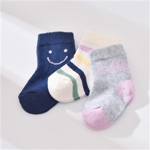 Biorganic Smile 3'lü Kız Bebek Çorabı 68451 Lacivert