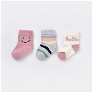 Biorganic Smile 3'lü Kız Bebek Çorabı 68451 Pudra