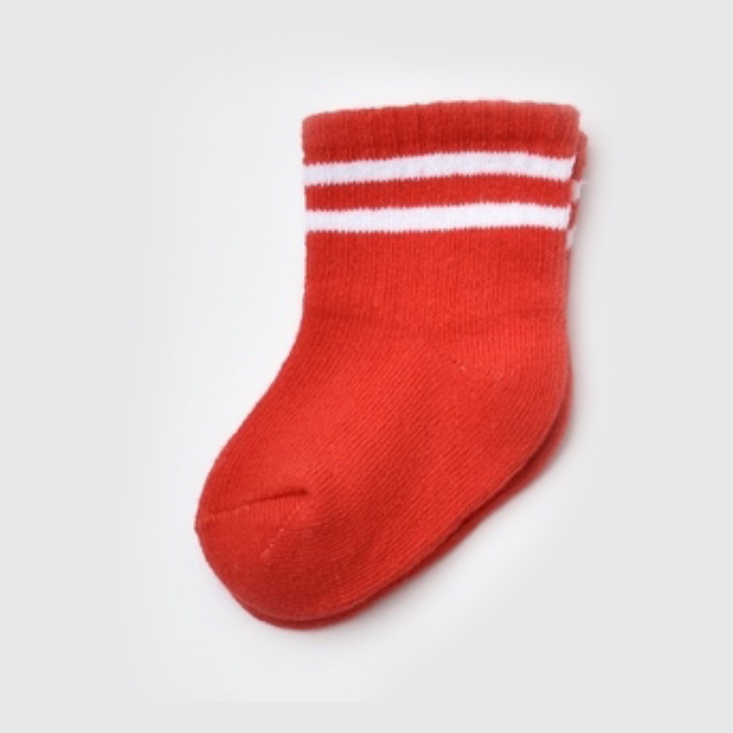Biorganic Unisex Çizgili Tekli Bebek Çorabı 68458 Kırmızı