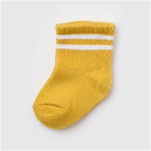 Biorganic Unisex Çizgili Tekli Bebek Çorabı 68458 Sarı