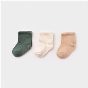 Biorganic Kaymaz Basic 3'lü Bebek Çorabı 68459 Taş-Ekru-Yeşil