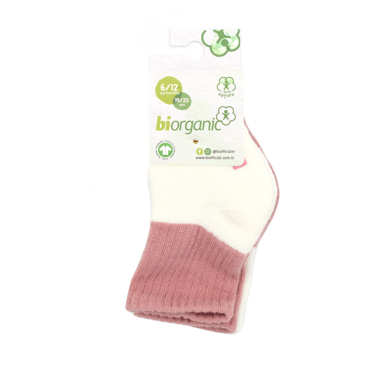 Biorganic Colurs 2'li Havlu Kaymaz Bebek Çorabı 68480 Ekru-Pudra