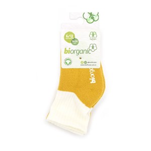 Biorganic Colurs 2'li Havlu Kaymaz Bebek Çorabı 68480 Ekru-Hardal