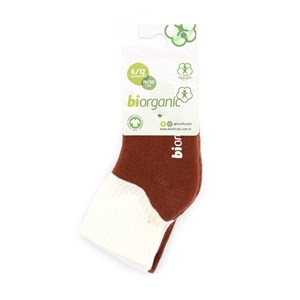Biorganic Colurs 2'li Havlu Kaymaz Bebek Çorabı 68480 Ekru-Kiremit