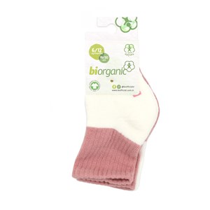 Biorganic Colurs 2'li Havlu Kaymaz Bebek Çorabı 68480 Ekru-Pudra