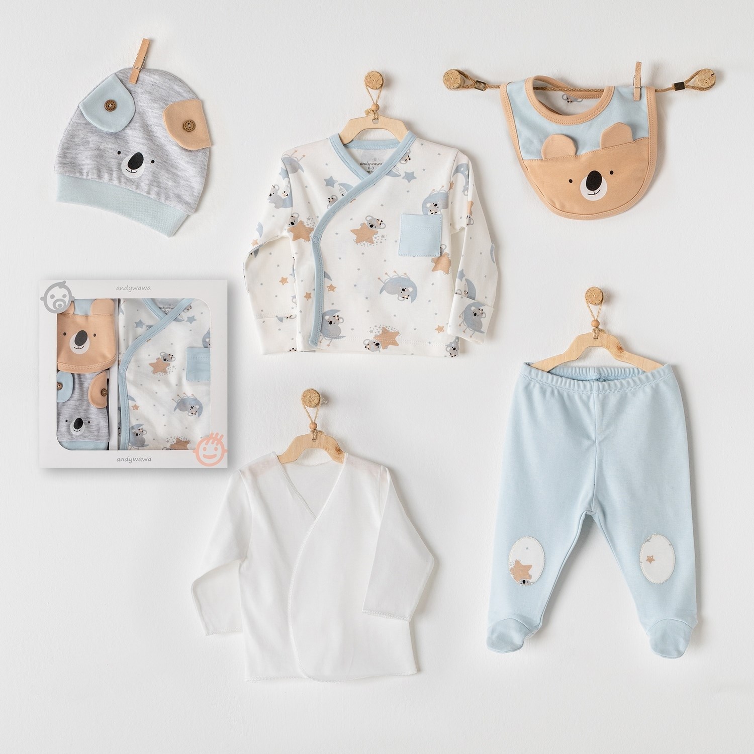 Andywawa Koala Newborn 5'li Bebek Hastane Çıkış Seti Grimelanj