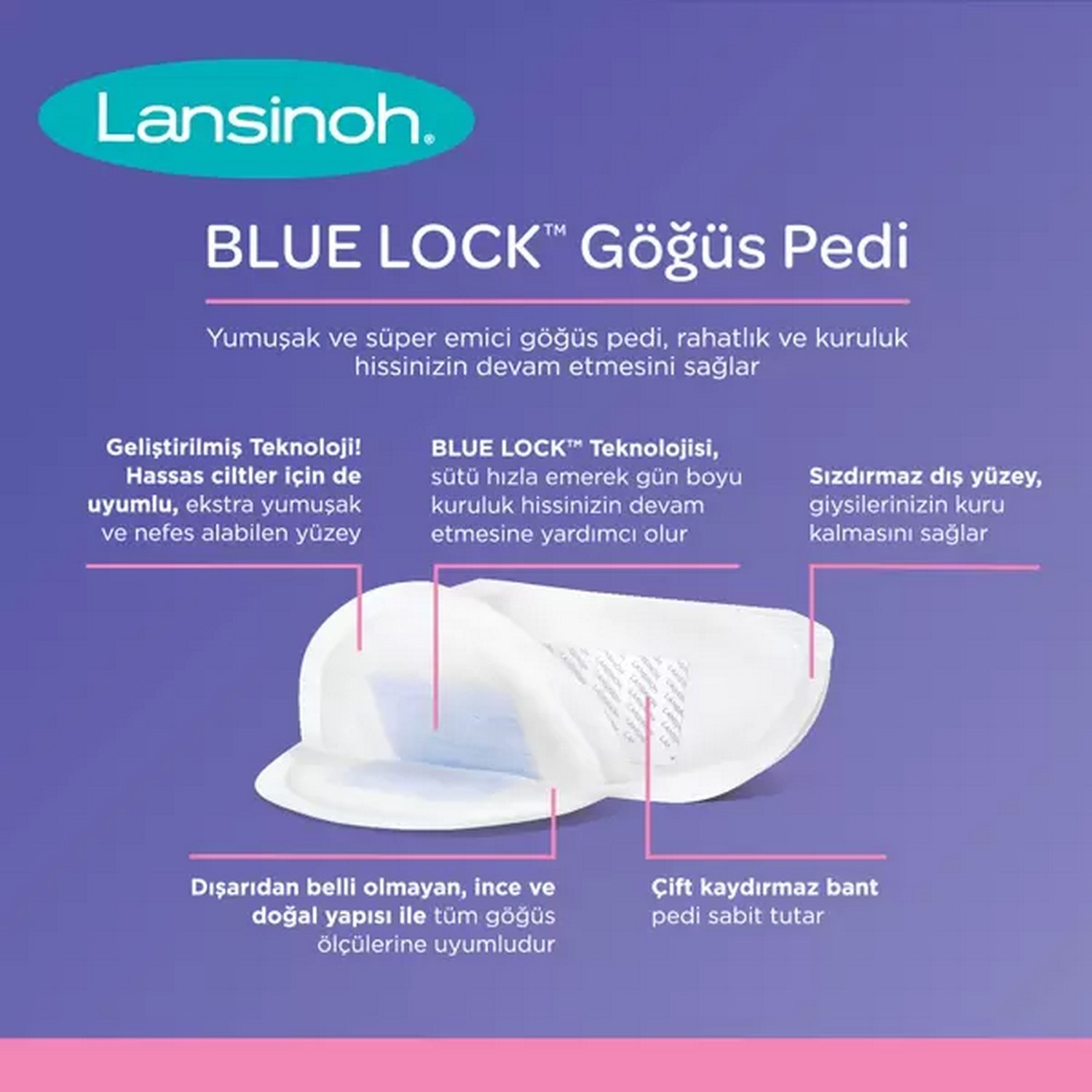 Lansinoh Blue Lock Göğüs Pedi 100 Adet 44370 