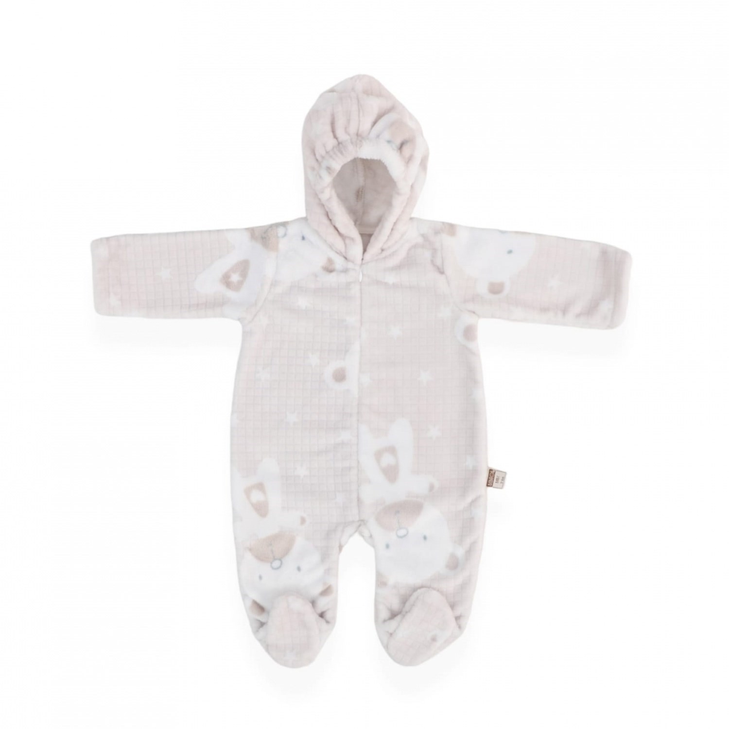 Bebitof Ayıcık Desenli Welsoft Bebek Tulumu 70324 Gri
