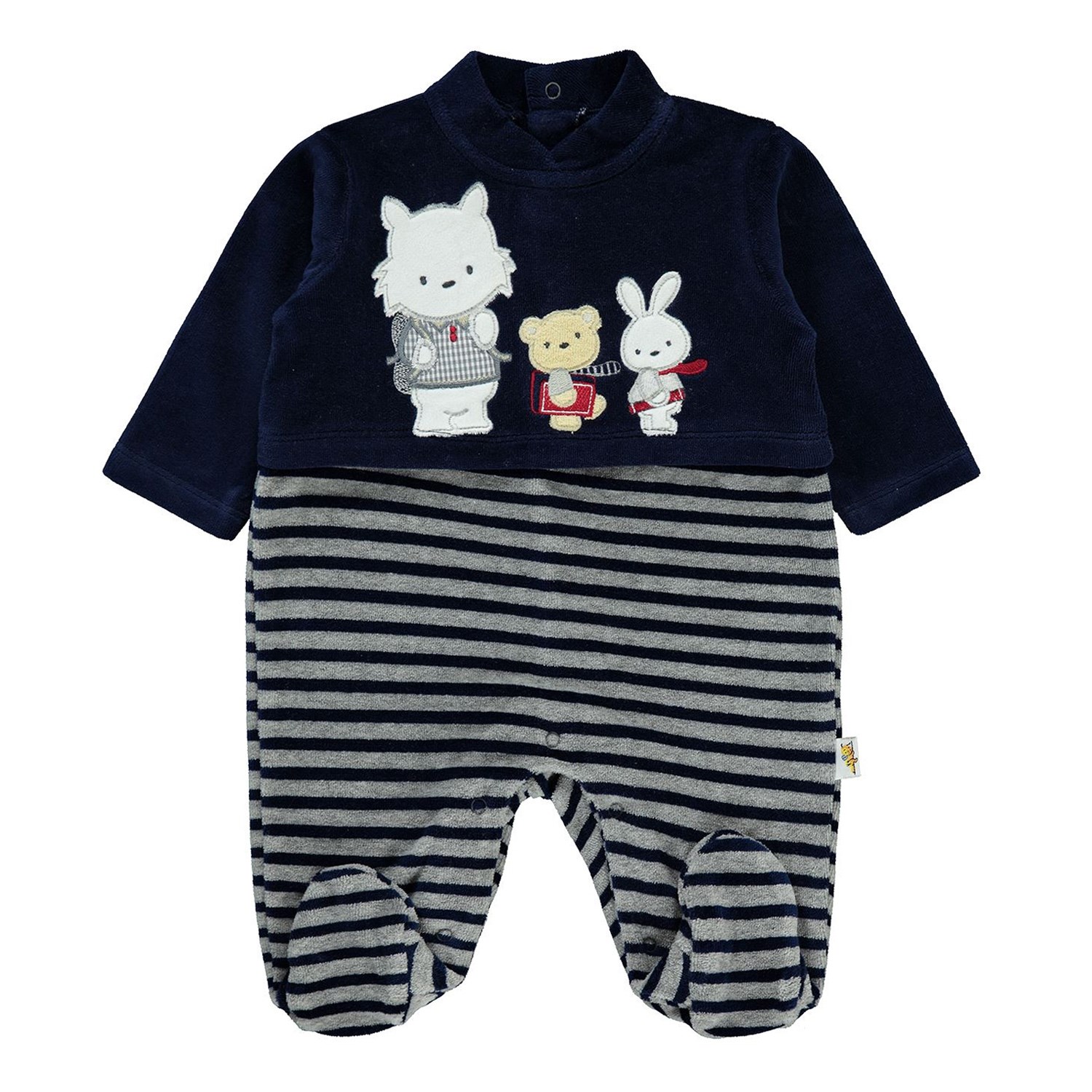 Mini DamlaKadife 3 Arkadaş Bebek Tulumu 45011 Lacivert