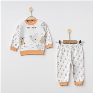 Gümüş Baby Fil Desenli Pijama Takımı A2030R Turuncu