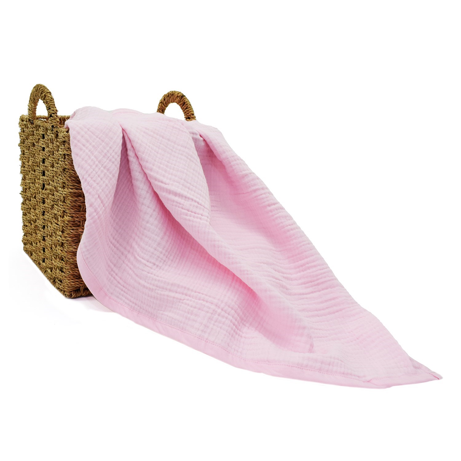 Ezh 4 Kat Müslin Bebek Battaniyesi 120x110 Cm 2Lİ Bej-Pembe