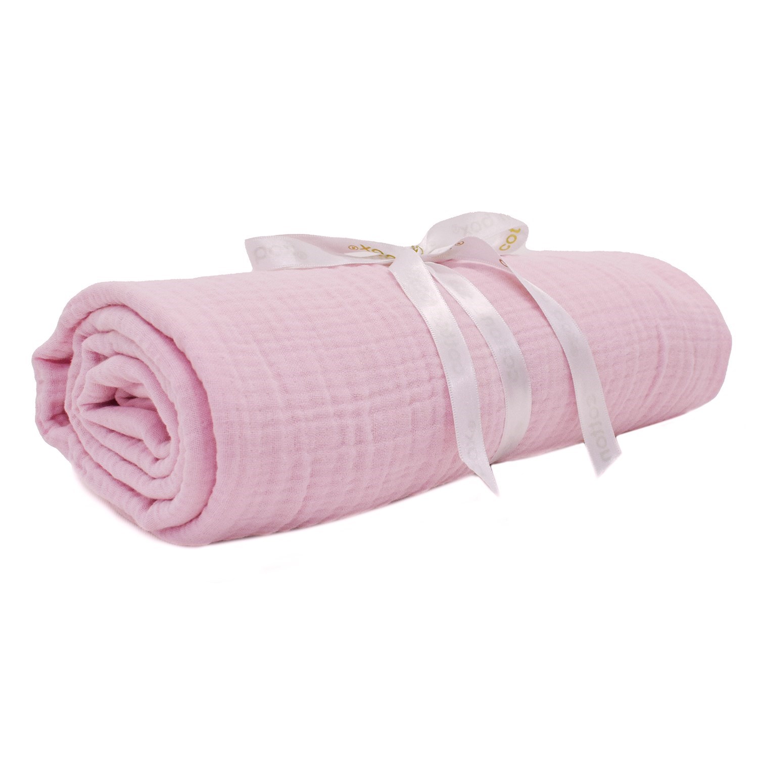 Ezh 4 Kat Müslin Bebek Battaniyesi 120x110 Cm 2Lİ Krem-Pembe
