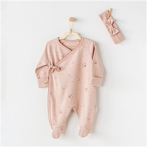 Andywawa Floral Baby Bebek Tulum Takımı AC24363 Gül Kurusu