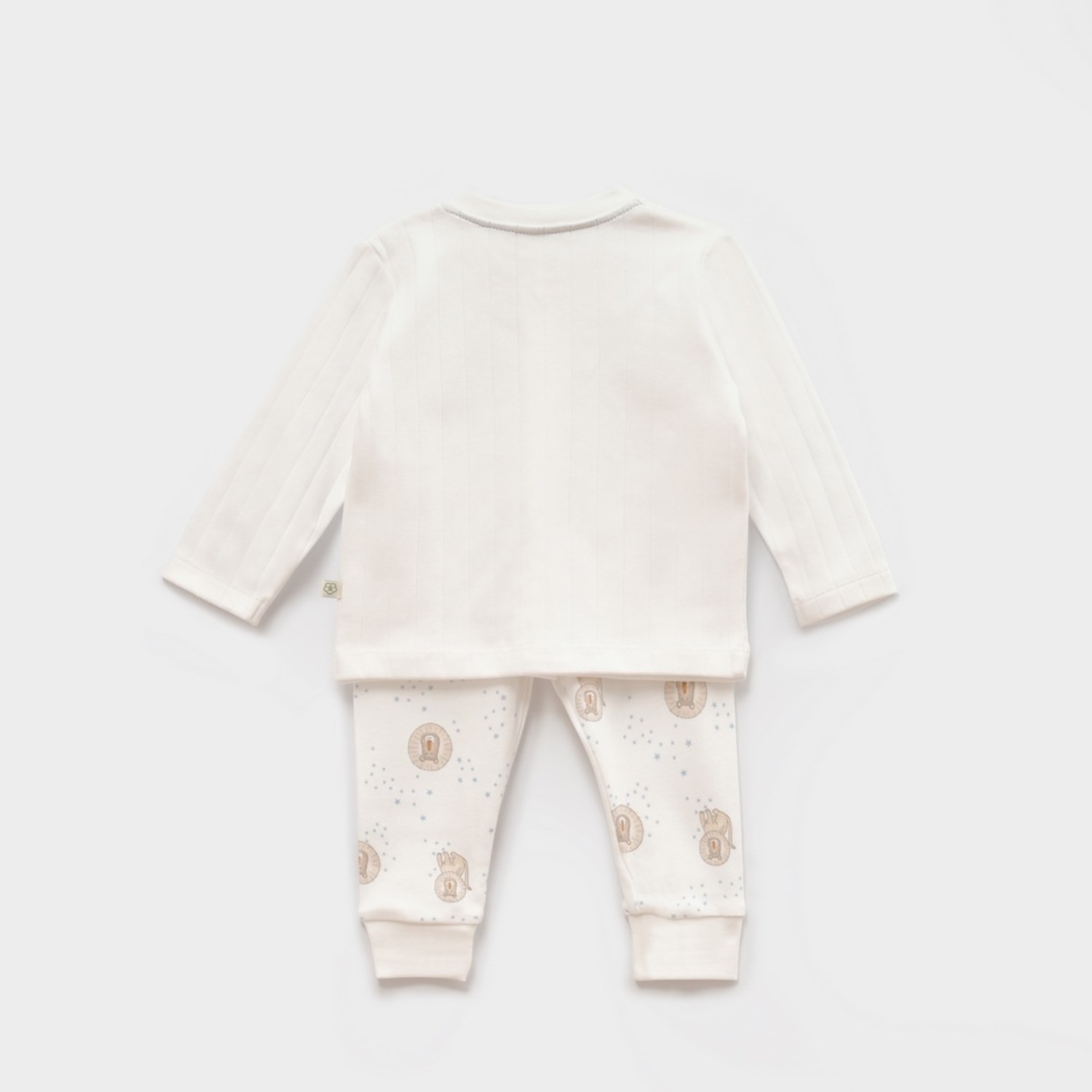 Biorganic Brave Lion Bebek Pijama Takımı 59766 Ekru-Turkuaz