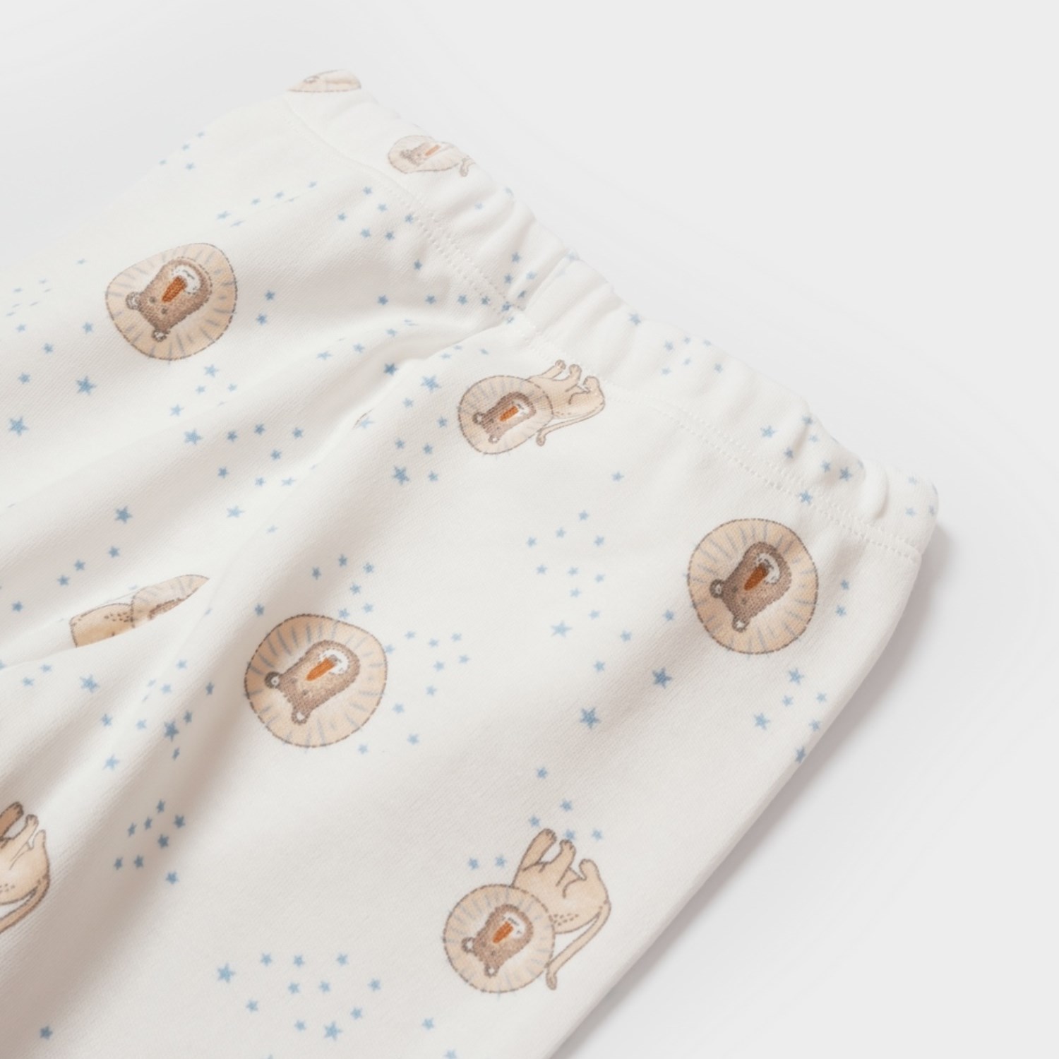 Biorganic Brave Lion Bebek Pijama Takımı 59766 Ekru-Turkuaz