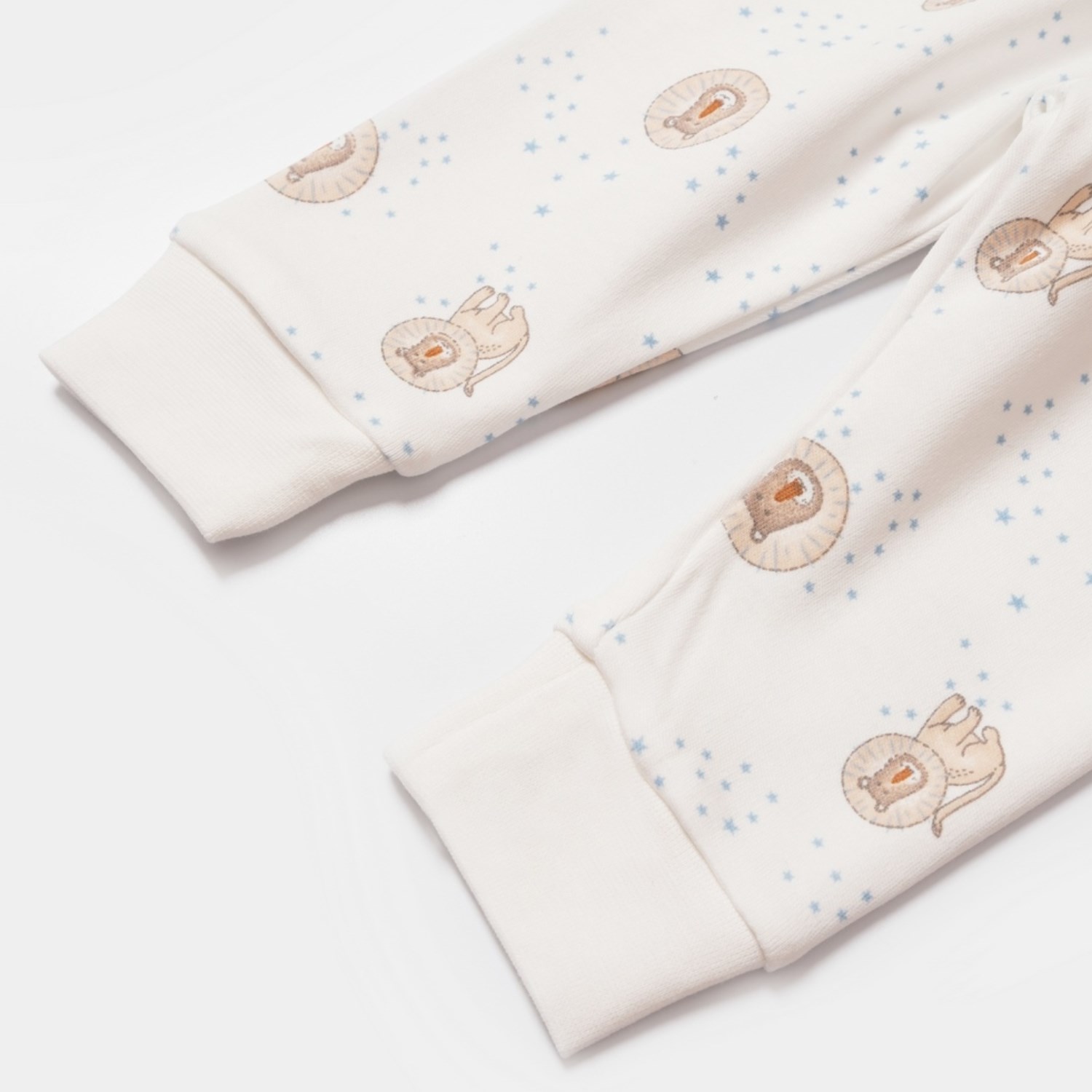 Biorganic Brave Lion Bebek Pijama Takımı 59766 Ekru-Turkuaz