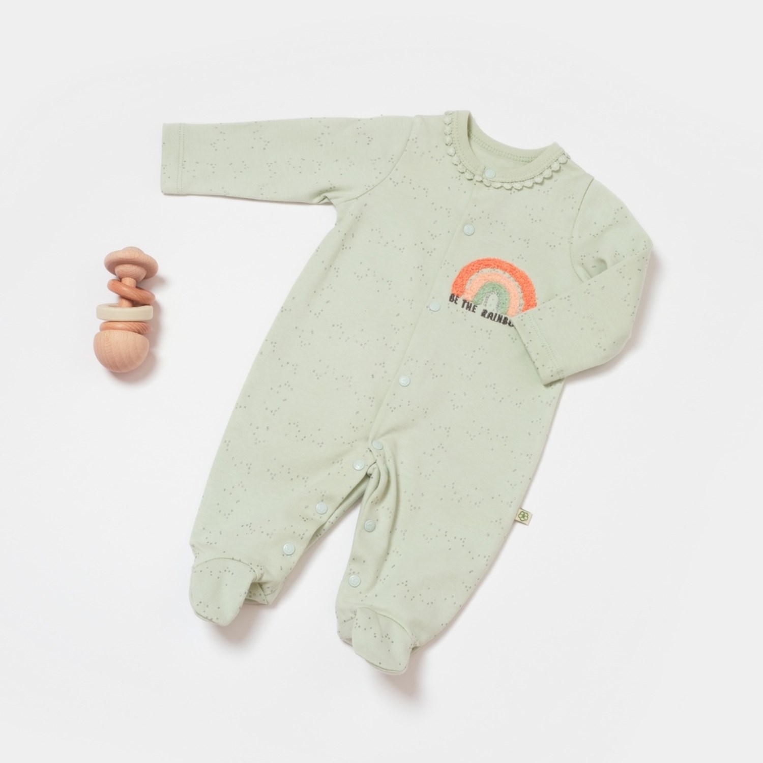Biorganic Tiny Birds Bebek Tulumu 60715 Ekru-Yeşil