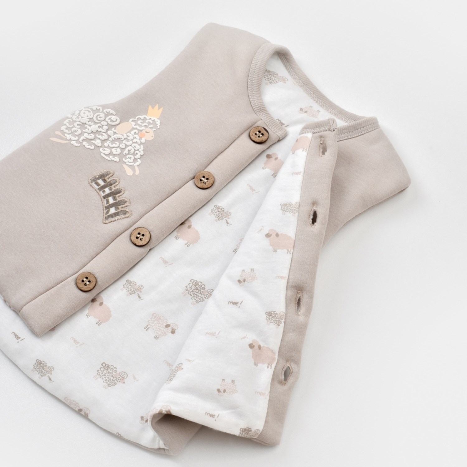 Biorganic Curly Sheep Elyaflı Bebek Yeleği 61434 Bej