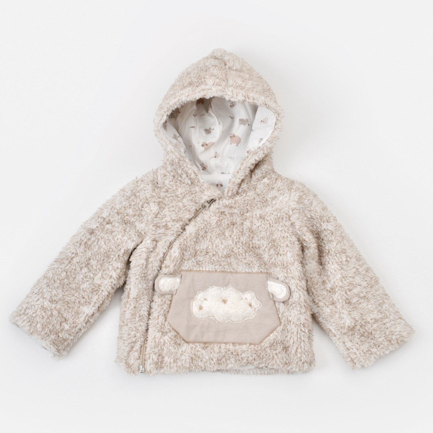 Biorganic Curly Sheep Welsoft Bebek Uzun Kollu Hırka 61435 Bej