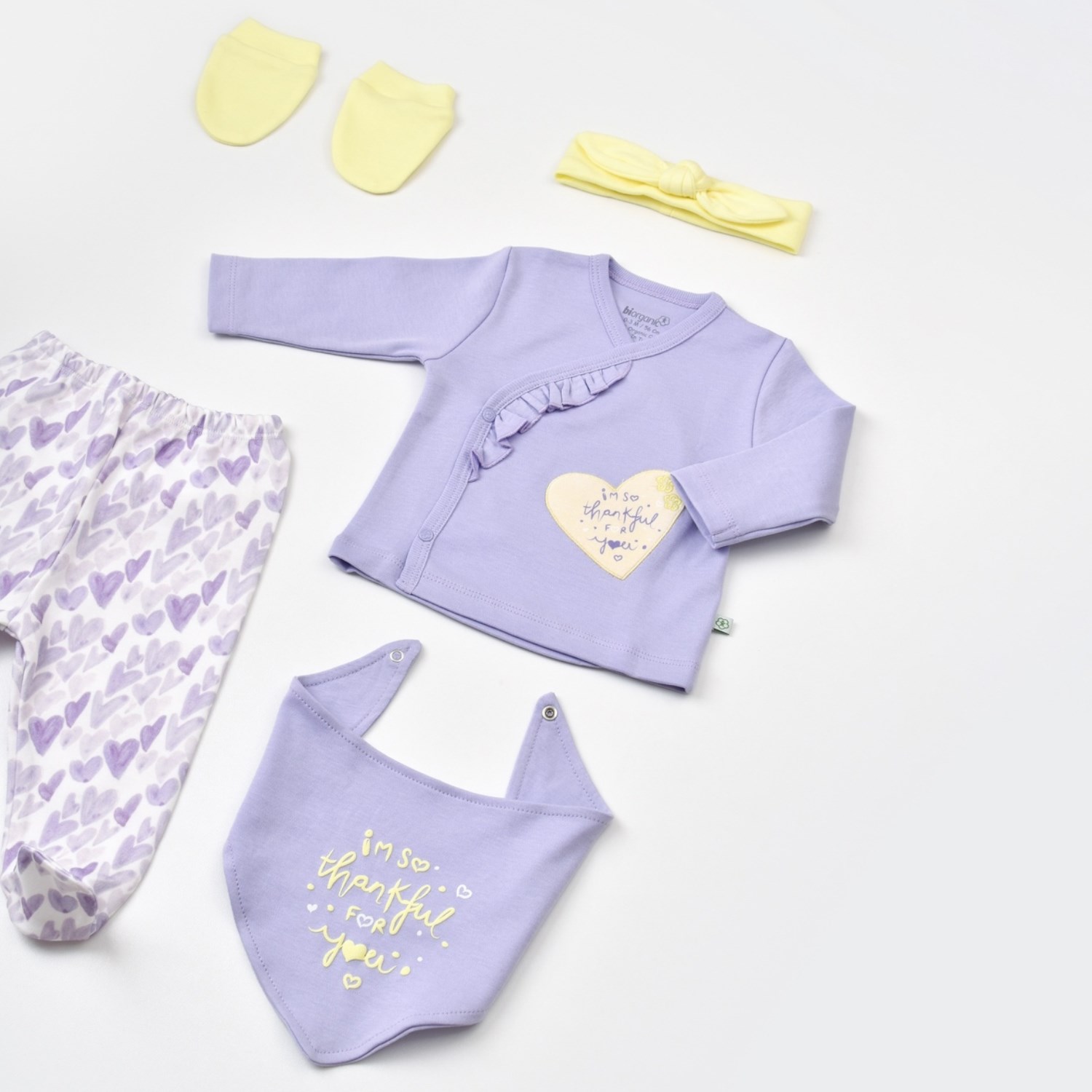 Biorganic Love You Baby 5'li Bebek Hastane Çıkış Seti 62275 Lavanta