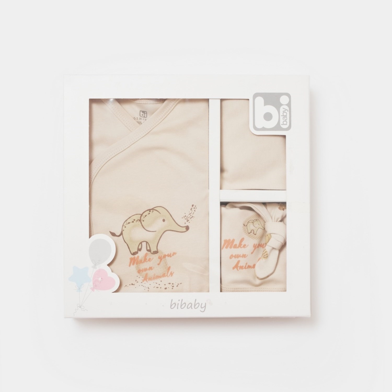 Bibaby Animals Kingdom 5'li Bebek Hastane Çıkış Seti Ekru-Bej