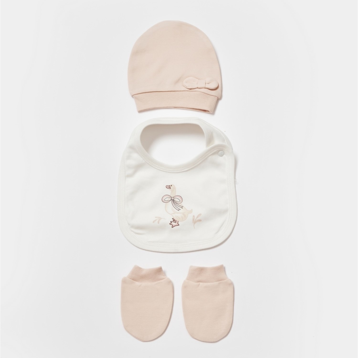 Bibaby Twin Duck 5'li Bebek Hastane Çıkış Seti Ekru-Pembe