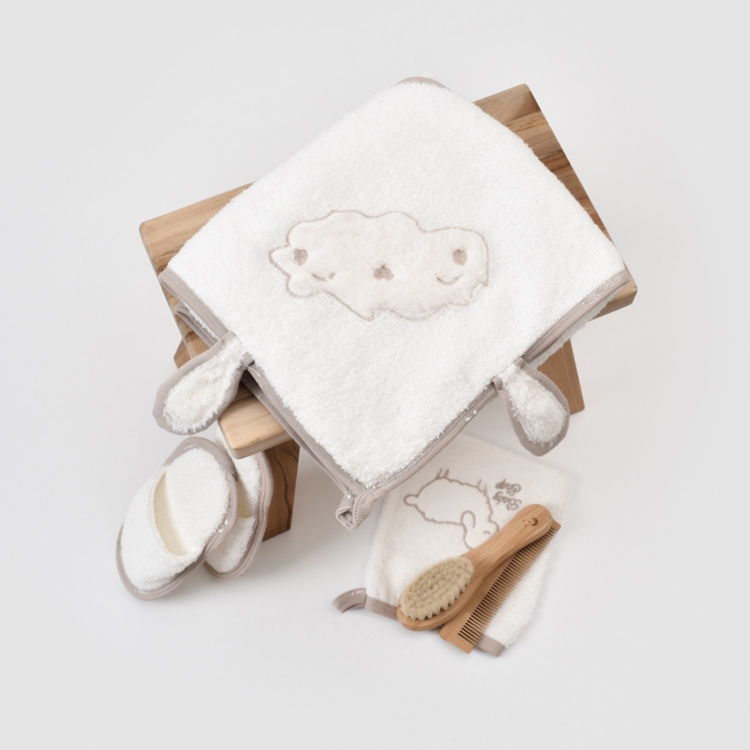 Biorganic Curly Sheep Bebek Bornoz Seti 66349 Bej