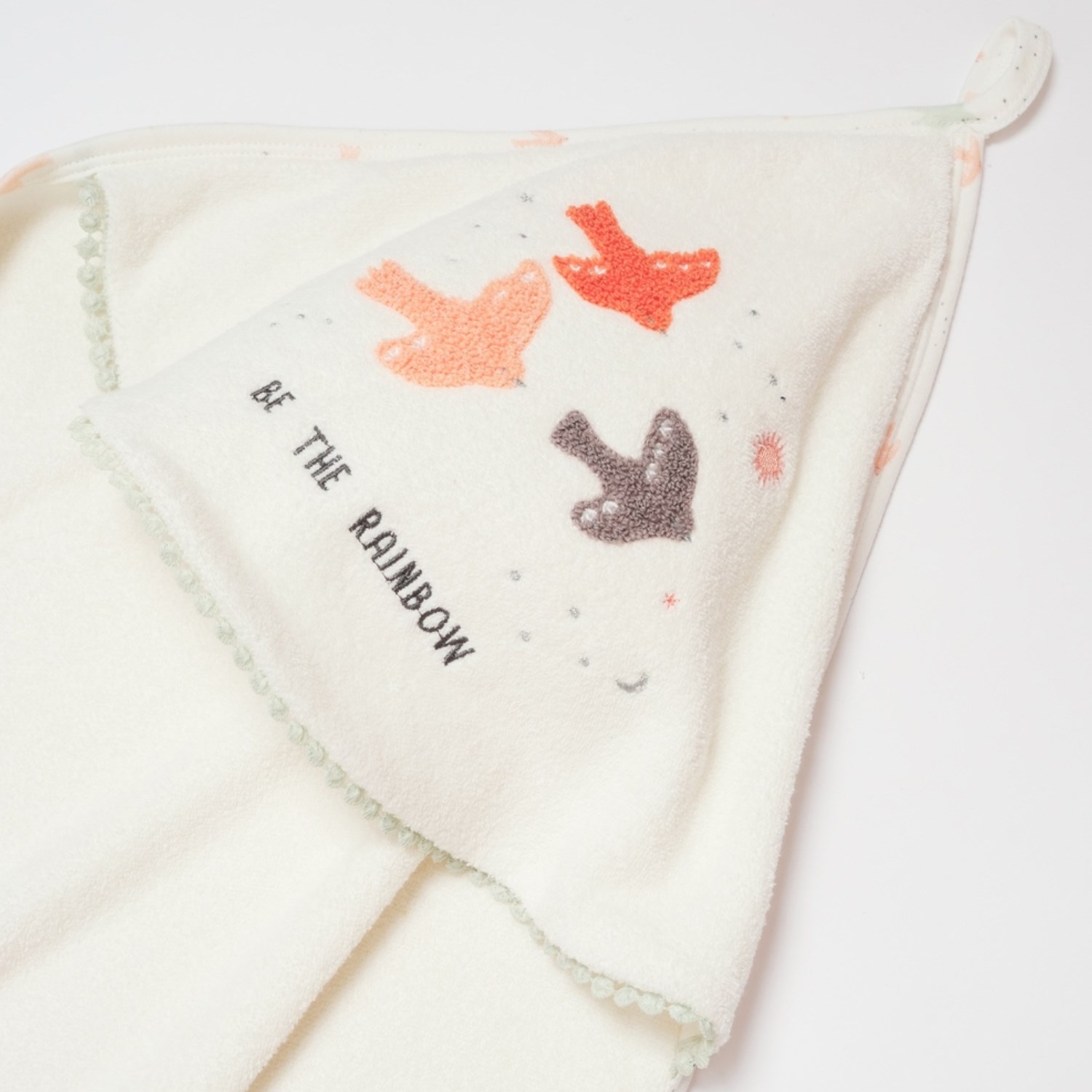 Biorganic Tiny Birds Bebek Havlusu 85x90 Cm 66447 Ekru-Yeşil