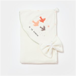 Biorganic Tiny Birds Bebek Havlusu 85x90 Cm 66447 Ekru-Yeşil