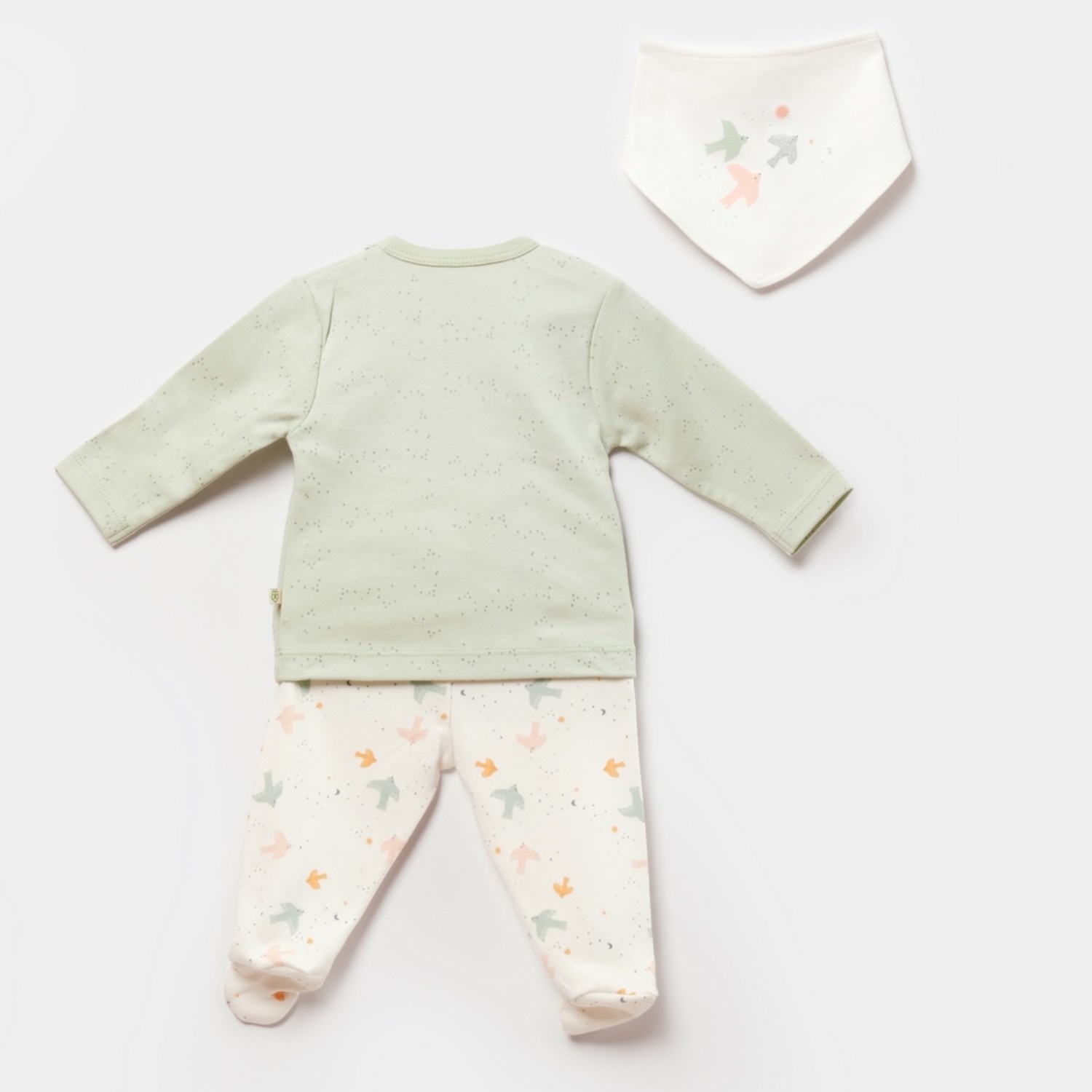 Biorganic Tiny Birds 3'lü Bebek Takımı 73309 Ekru-Yeşil