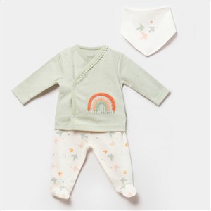 Biorganic Tiny Birds 3'lü Bebek Takımı 73309 Ekru-Yeşil