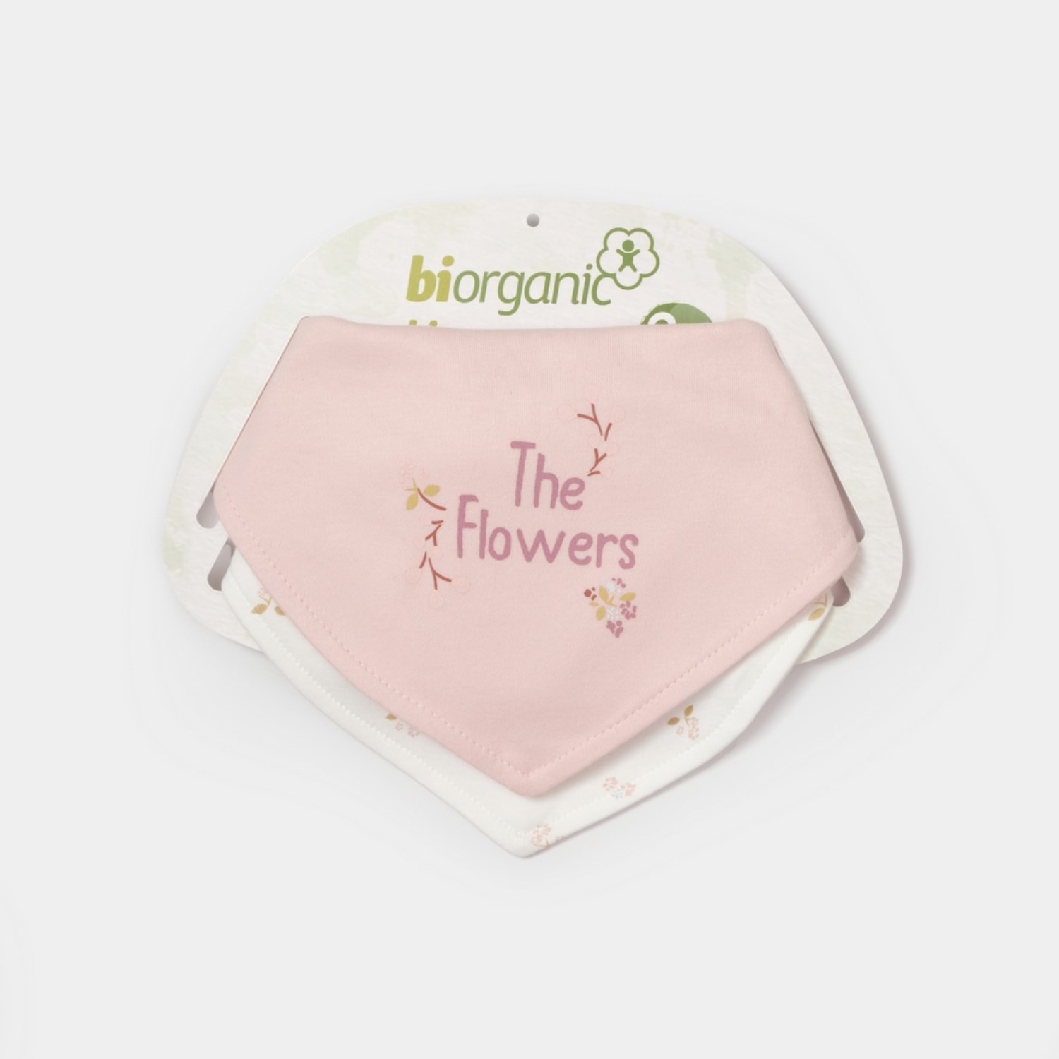 Biorganic The Flowers 2'li Bebek Fular Mama Önlüğü Ekru-Pembe