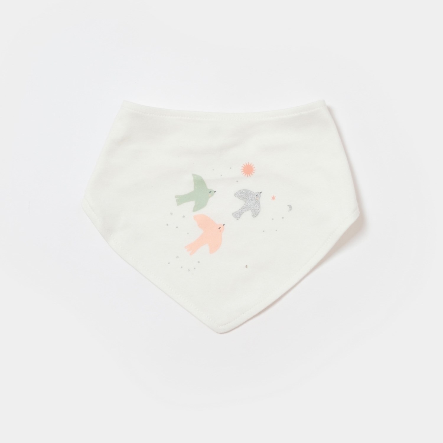 Biorganic Tiny Birds 2'li Bebek Fular Mama Önlüğü 75183 Ekru-Yeşil