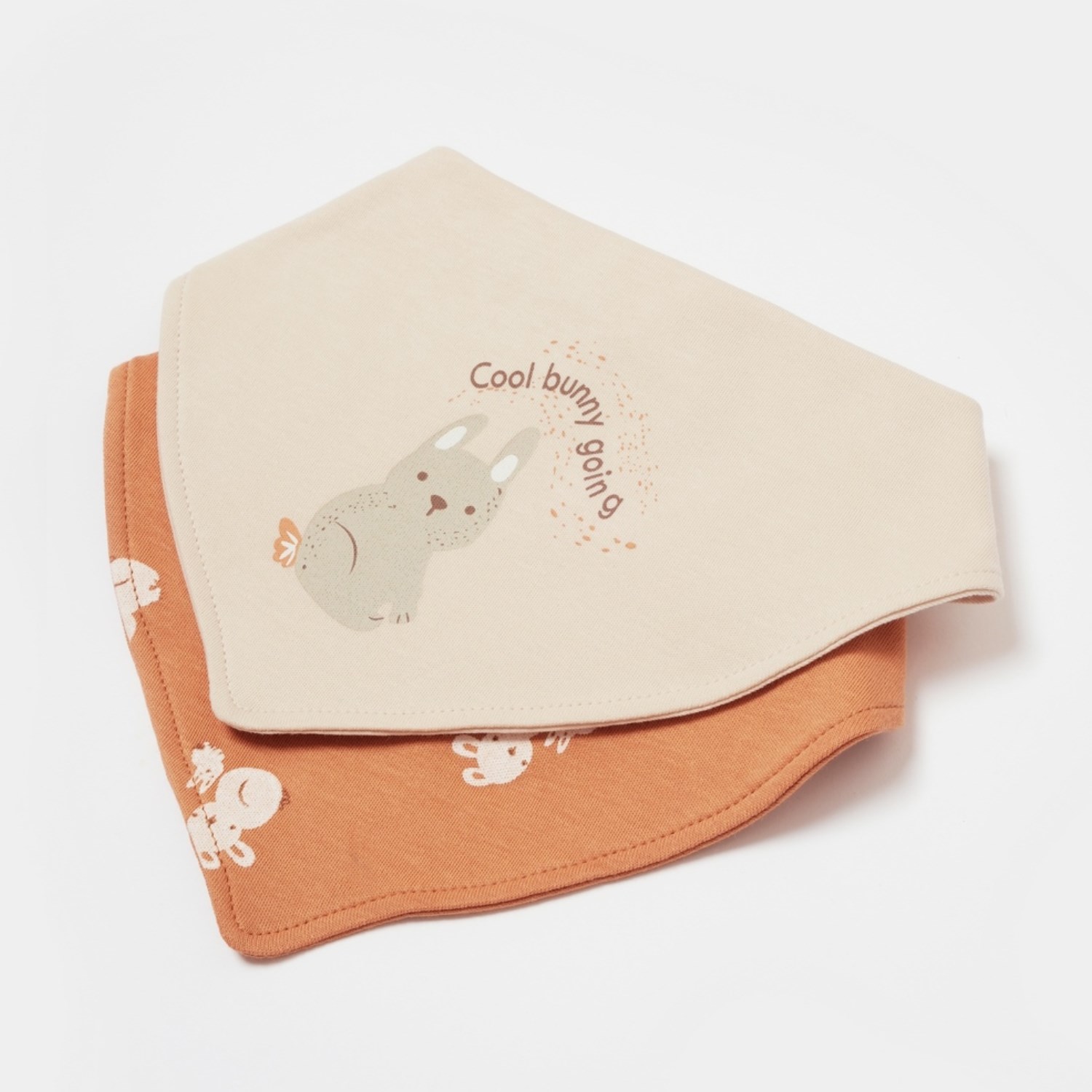 Biorganic Cool Lines Bunny 2'li Bebek Fular Mama Önlüğü Bej-Hardal