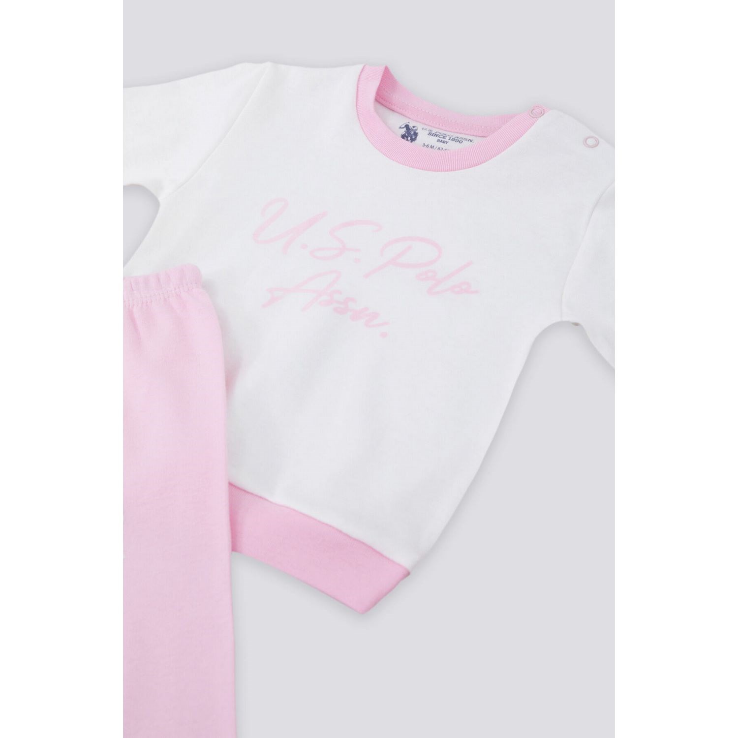 U.S. Polo Assn Kız Bebek 2'li T-Shirt Takımı USB1232 Krem