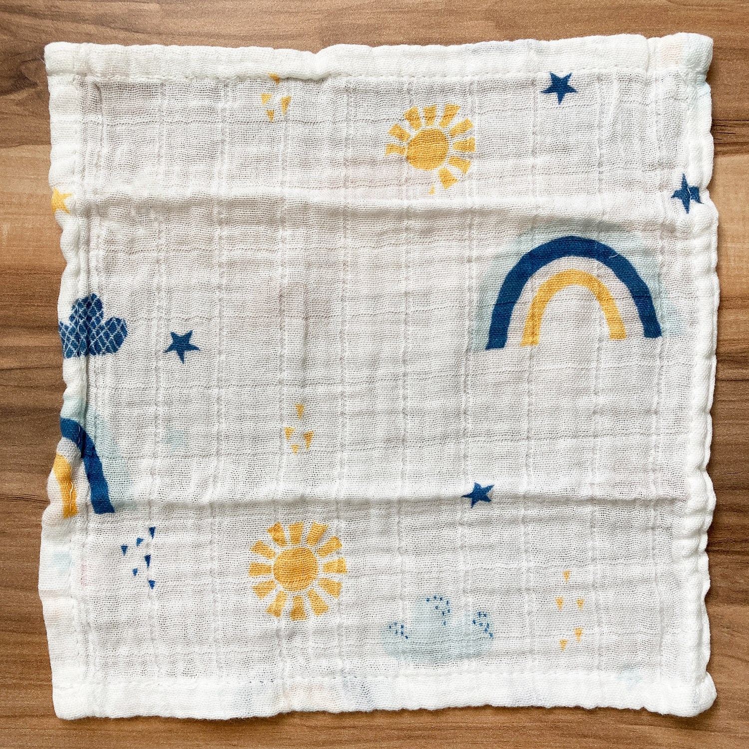 Beberotti 4'lü Müslin Bebek Ağız Bezi 25x25 Cm Ekru-İndigo