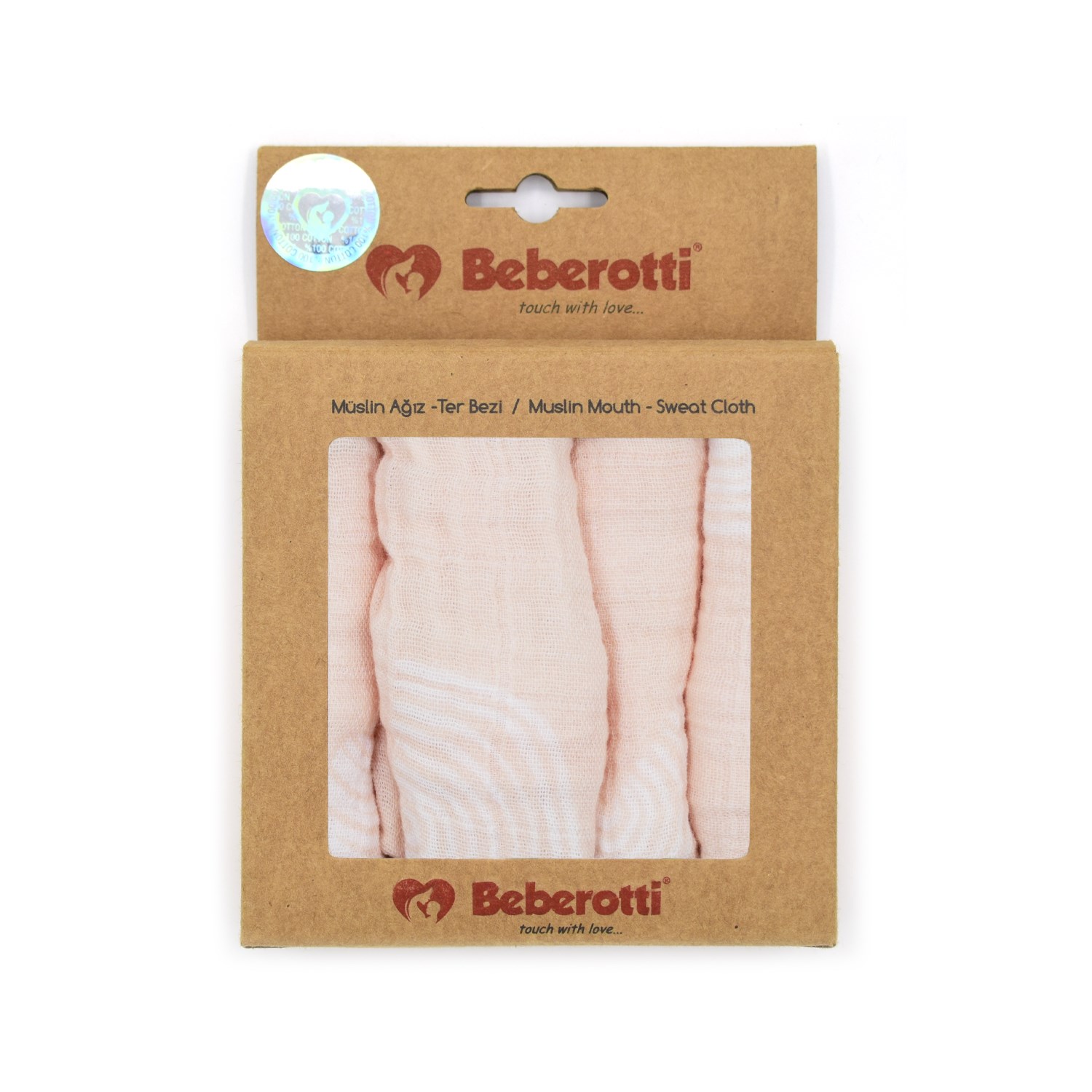 Beberotti 4'lü Müslin Bebek Ağız Bezi 25x25 Cm Somon