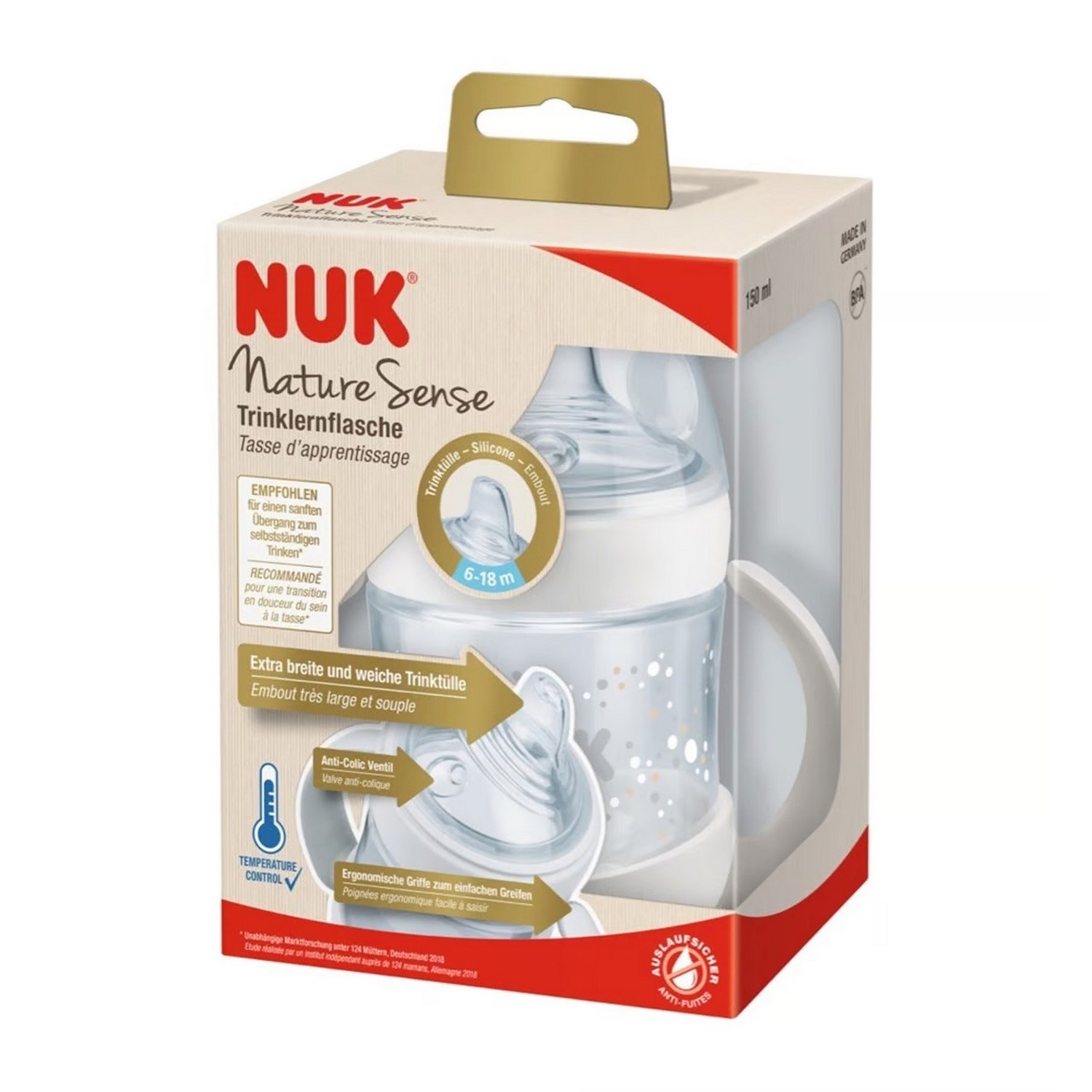 Nuk Nature Sense Isı Göstergeli PP Alıştırma Bardağı 150 Ml Beyaz