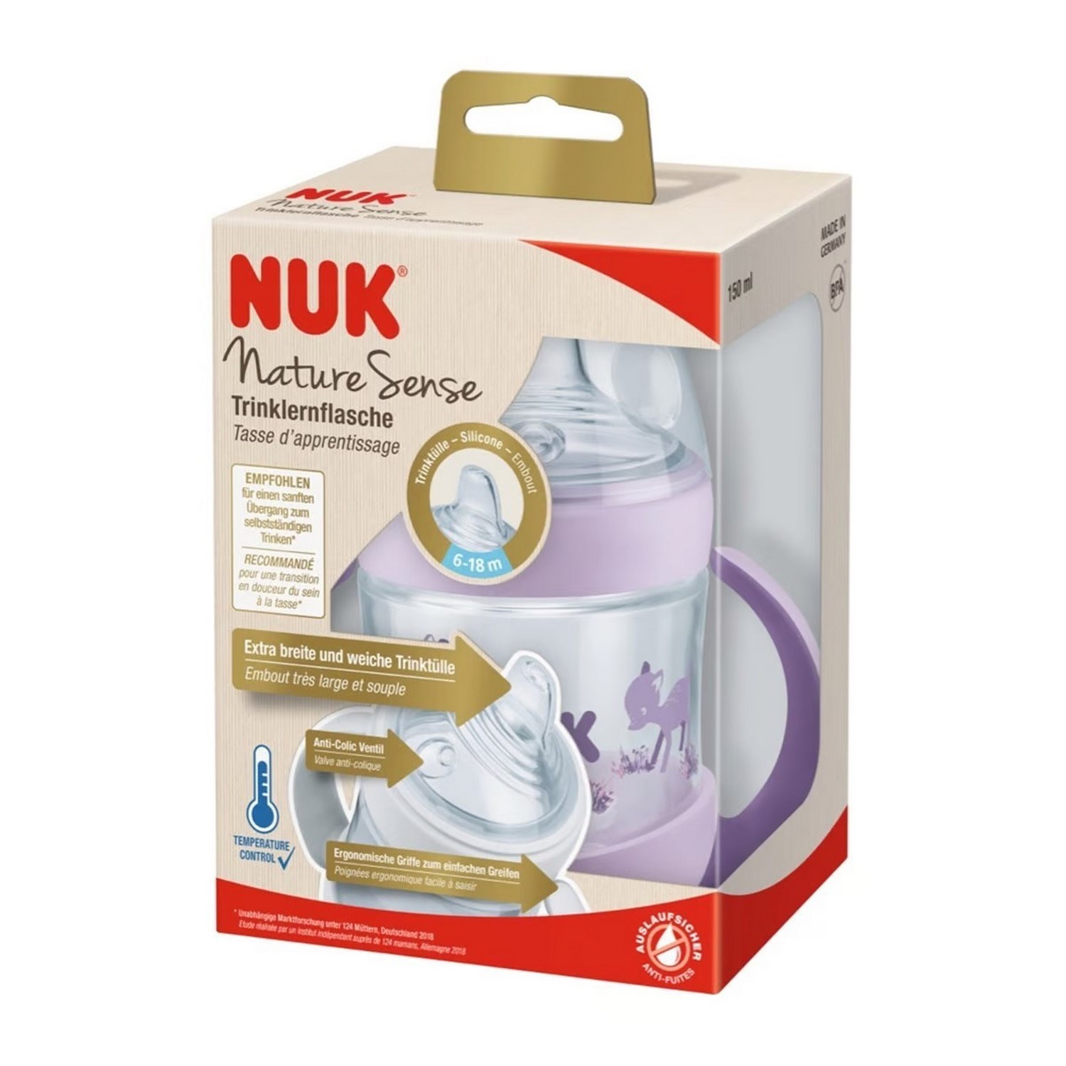 Nuk Nature Sense Isı Göstergeli PP Alıştırma Bardağı 150 Ml Lila